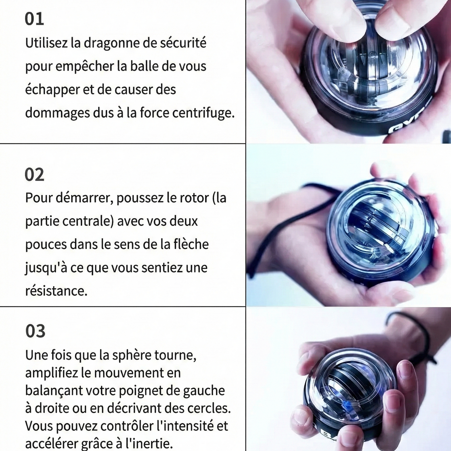 Le Gyroball "Stealth" – Auto-Start (Sans LED) & 61kg de Résistance Inertielle