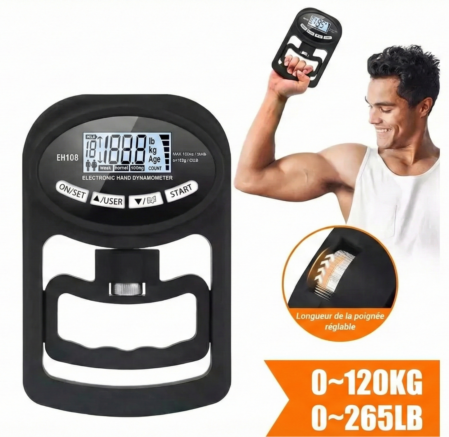Le Petit Juge – Dynamomètre Digital Haute Précision (120kg) & Rechargeable